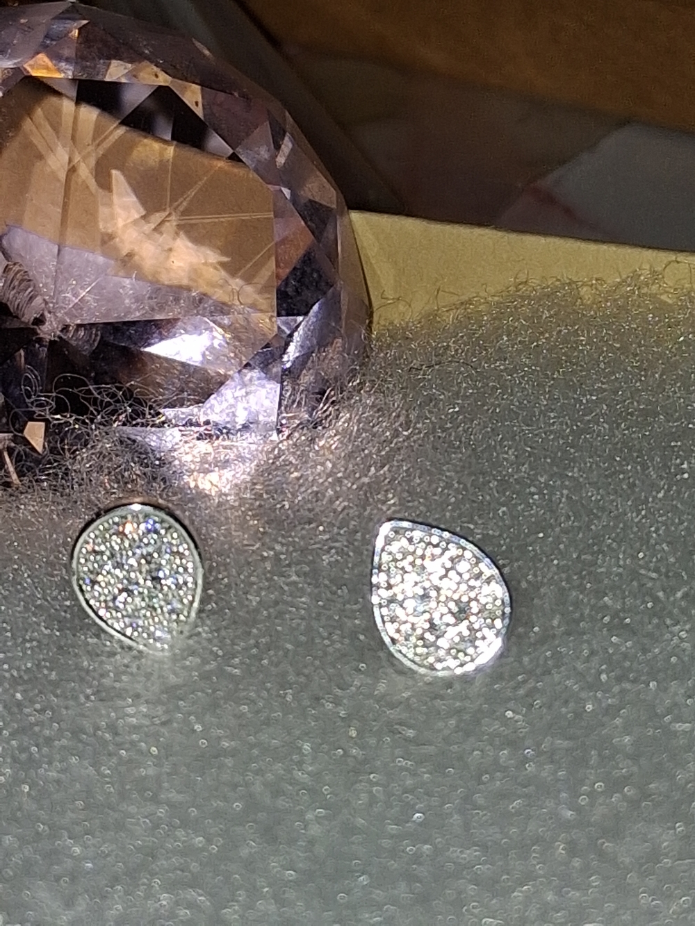 Silver Teardrop Pavé Stud Earrings - Sparkling White